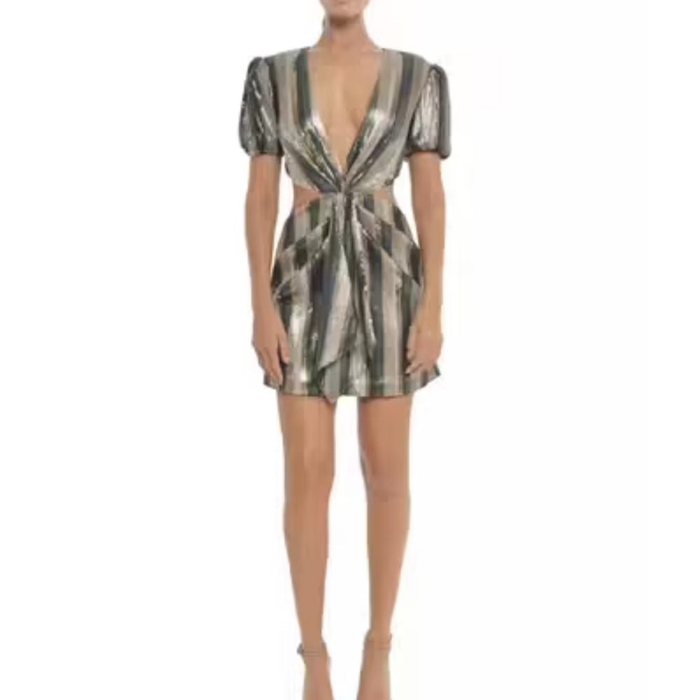 Striped Metallic Mini Dress